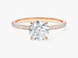Round Cut Lab Grown Diamond Engagement Ring with Channel Set Sidestones (1.00 CT)