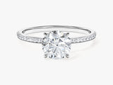 Round Cut Lab Grown Diamond Engagement Ring with Channel Set Sidestones (1.00 CT)