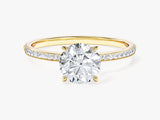 Round Cut Lab Grown Diamond Engagement Ring with Channel Set Sidestones (1.00 CT)