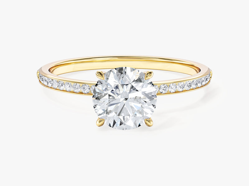 Round Cut Moissanite Engagement Ring with Channel Set Sidestones (1.00 CT)