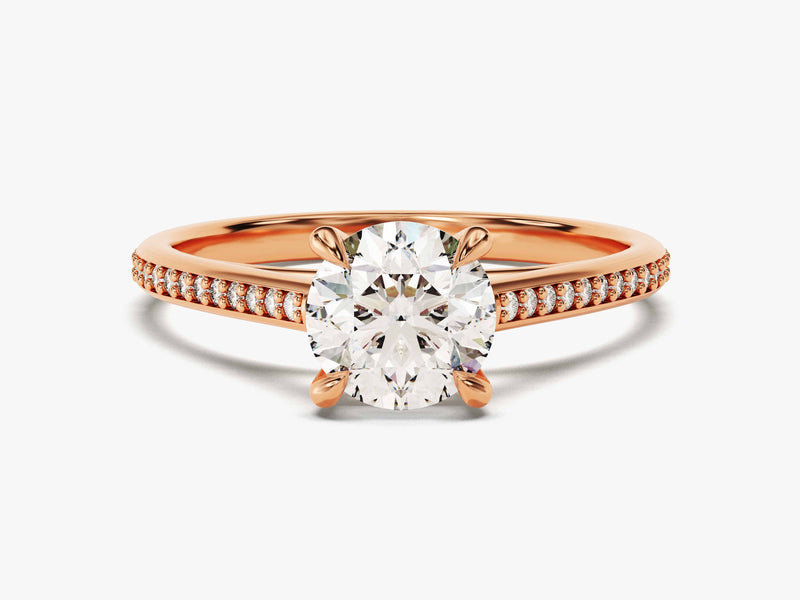 Channel Set Round Cut Diamond Engagement Ring (1.00 CT)