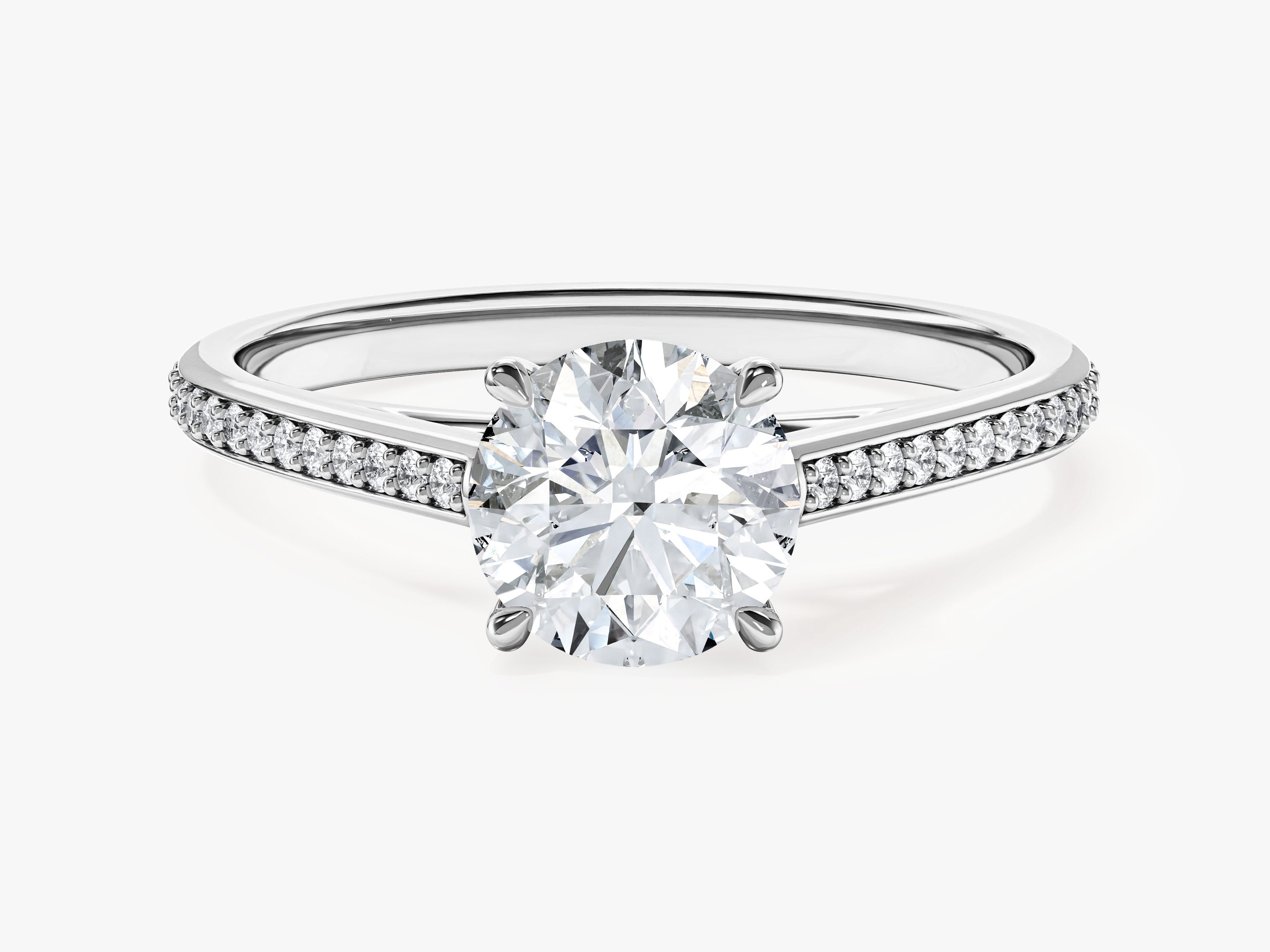 Channel Set Round Cut Moissanite Engagement Ring (1.00 CT)