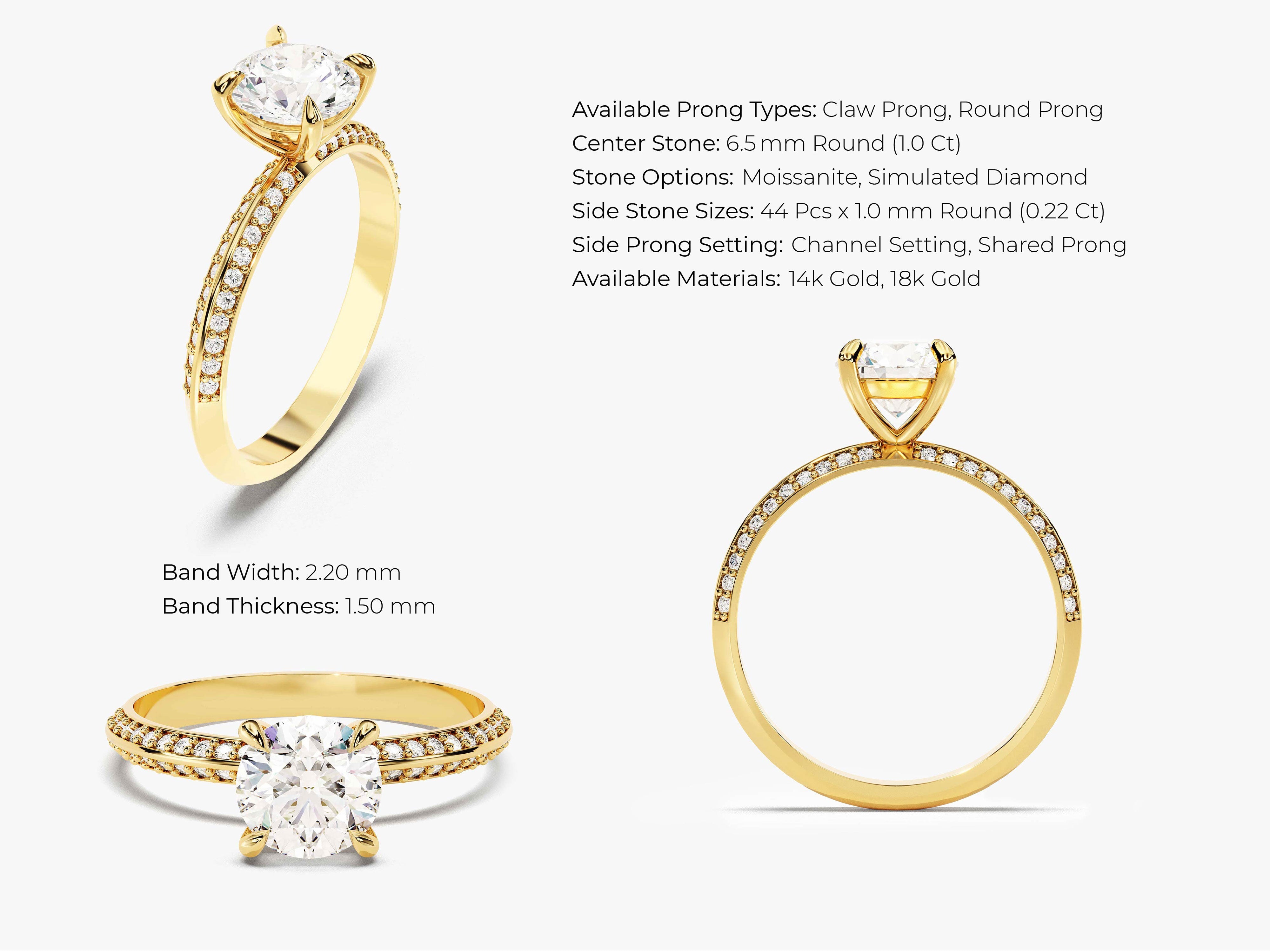 Pave Set Milgrain Knife Edge Moissanite Engagement Ring (1.00 CT)