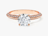Pave Set Milgrain Knife Edge Moissanite Engagement Ring (1.00 CT)