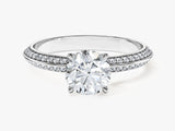 Pave Set Milgrain Knife Edge Moissanite Engagement Ring (1.00 CT)