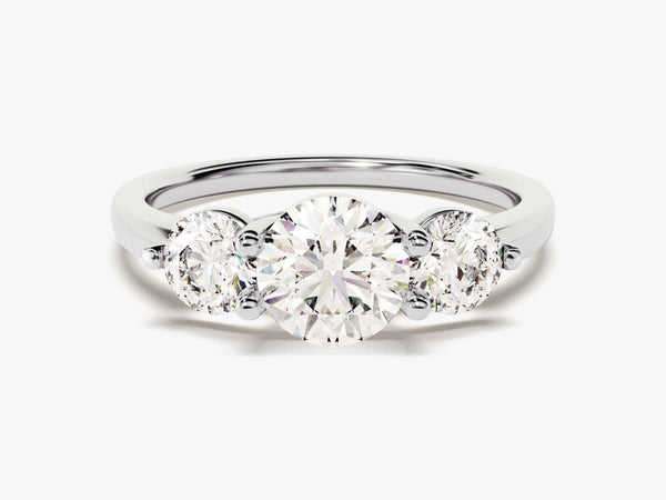 Round Cut Three Stone Lab Grown Diamond Engagement Ring (1.75 CT)