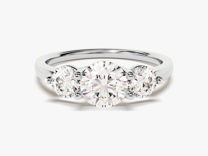 Round Cut Three Stone Moissanite Engagement Ring (1.75 CT)