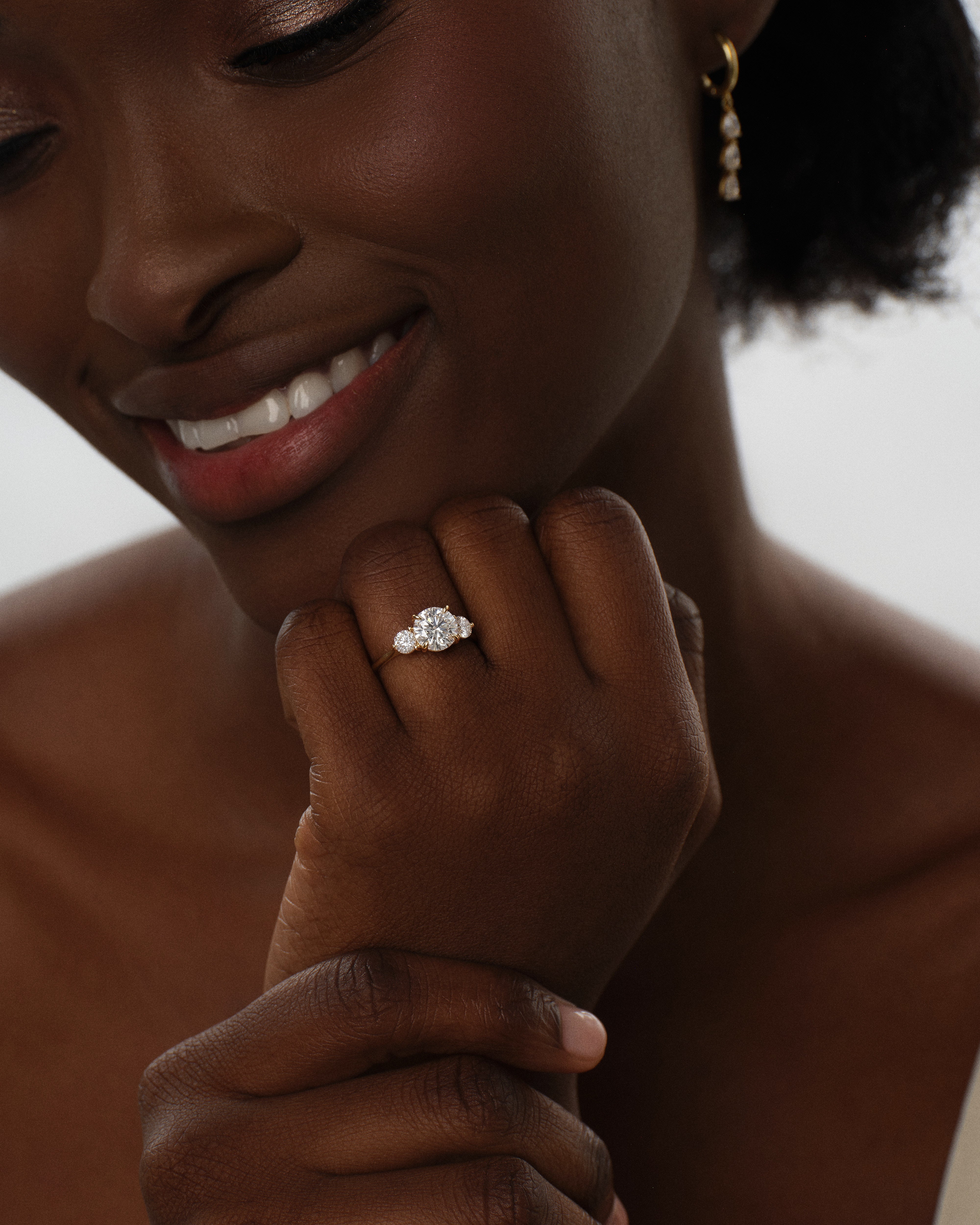 Round Cut Three Stone Moissanite Engagement Ring (1.50 CT)