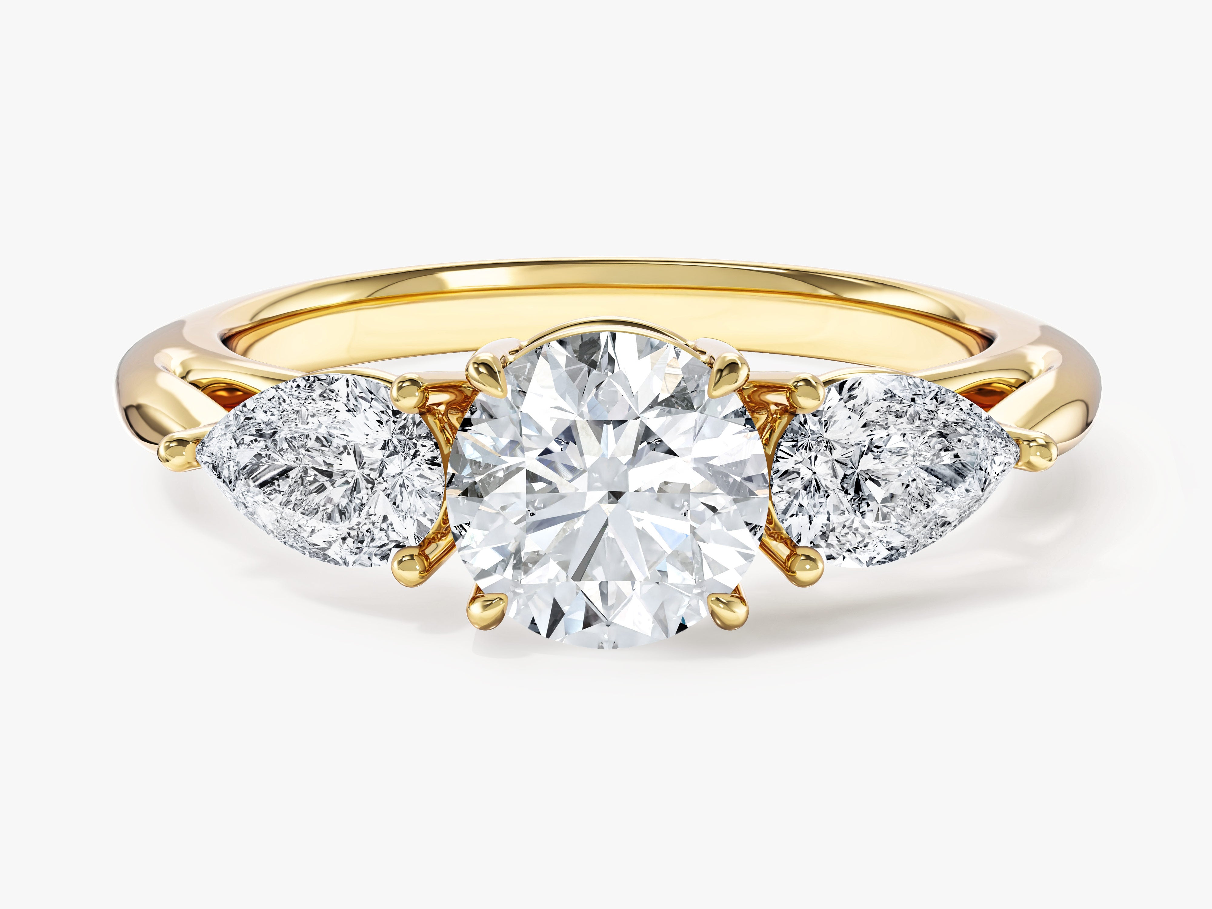 Three Stone Lab Grown Diamond Engagement Ring with Pear Cut Accents (2.00 CT)