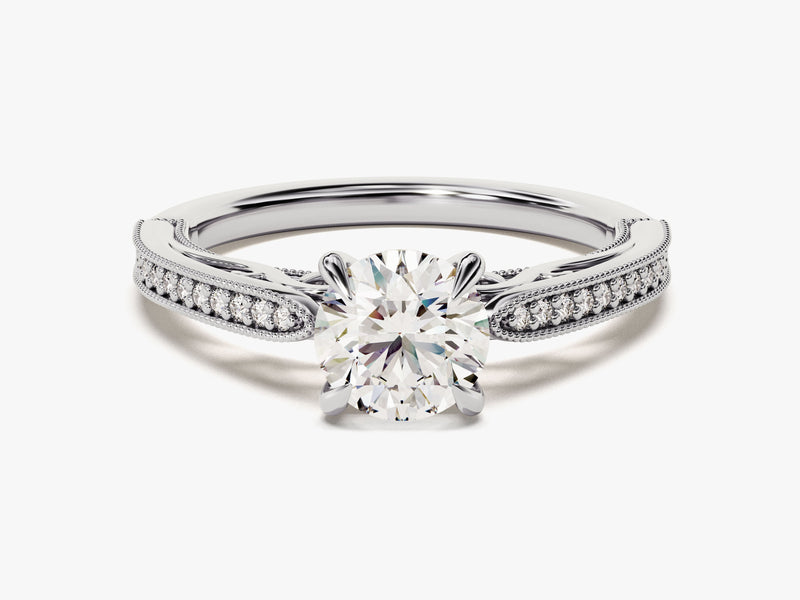 Vintage Inspired Lab Grown Diamond Engagement Ring with Adorned Cathedral (1.00 CT)