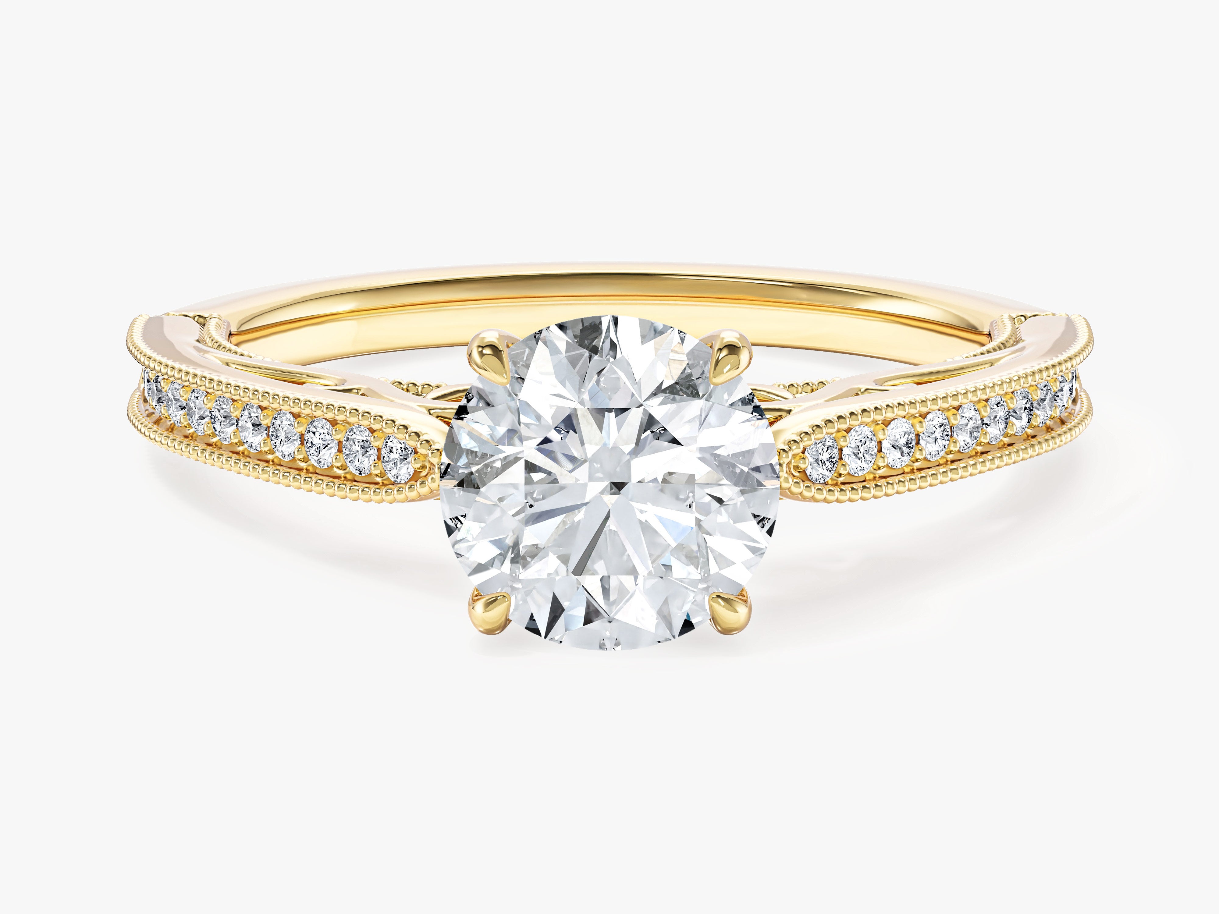Vintage Inspired Lab Grown Diamond Engagement Ring with Adorned Cathedral (1.00 CT)
