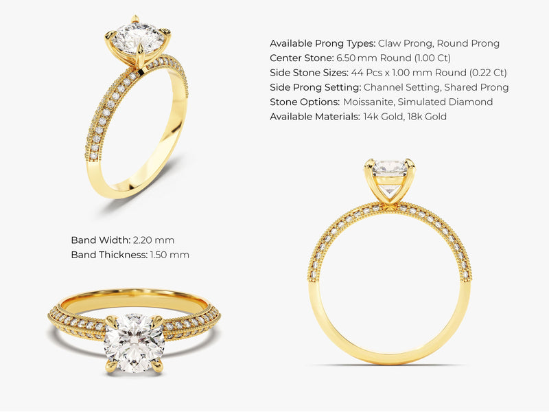 Pave Set Knife Edge Diamond Engagement Ring (1.00 CT)