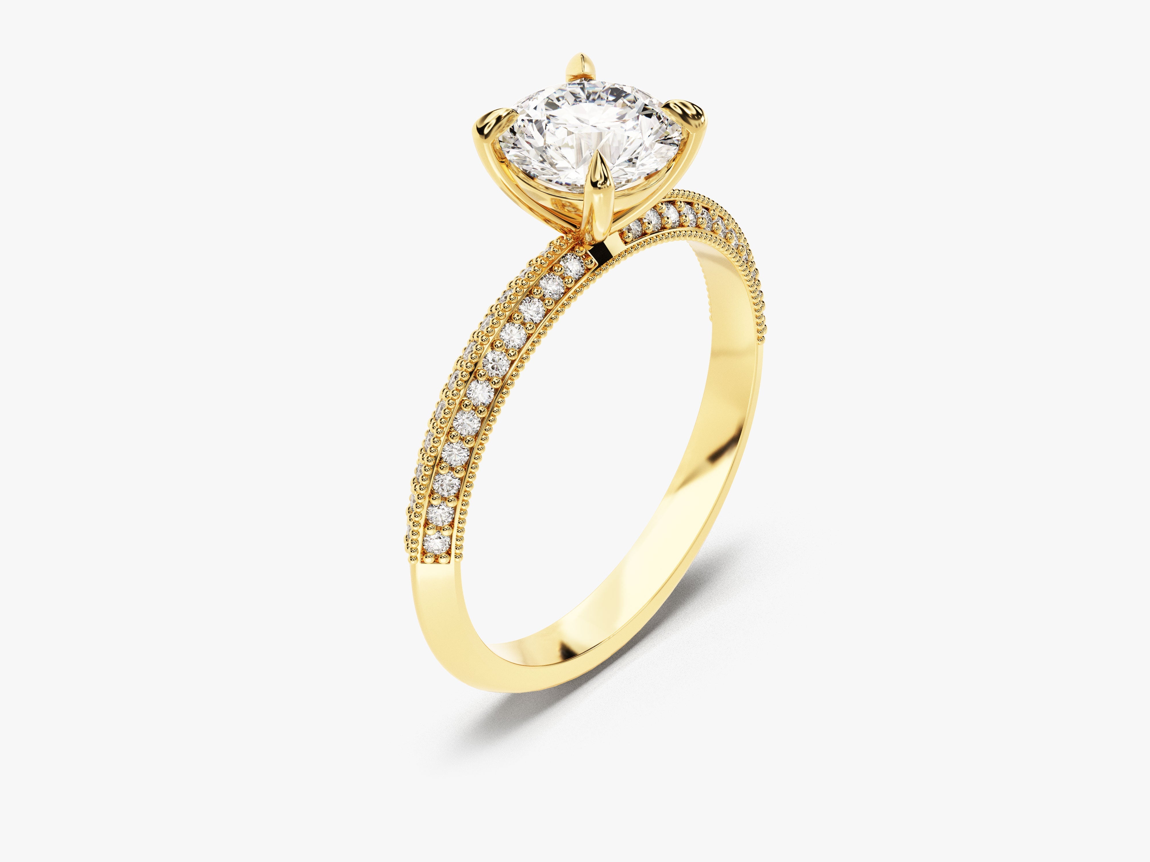 Pave Set Knife Edge Diamond Engagement Ring (1.00 CT)