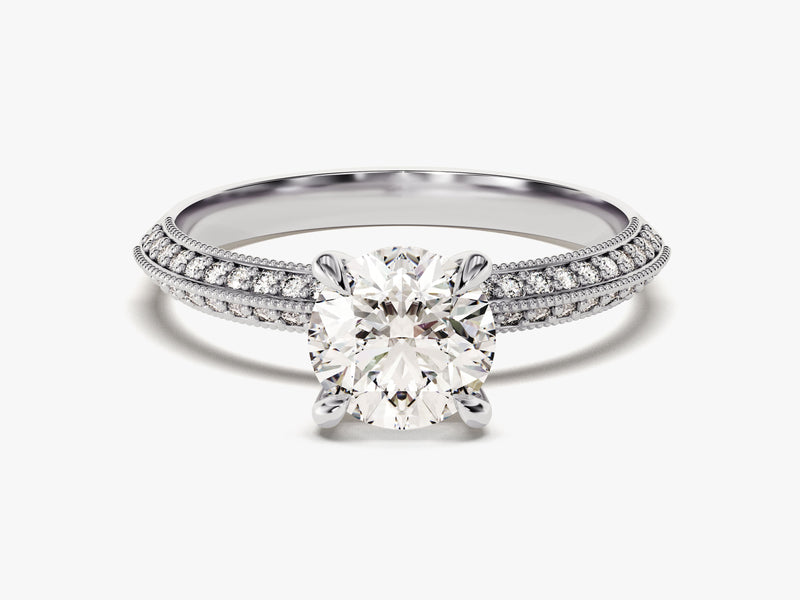 Pave Set Knife Edge Diamond Engagement Ring (1.00 CT)