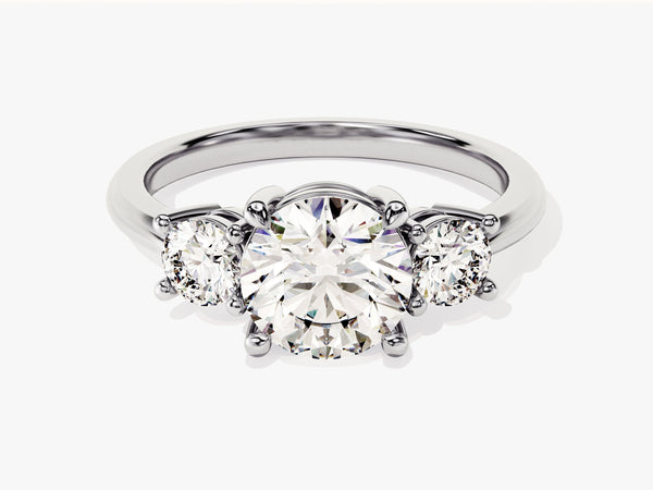 Classic Basket Set Three Stone Round Lab Grown Diamond Engagement Ring (2.00 CT TW)