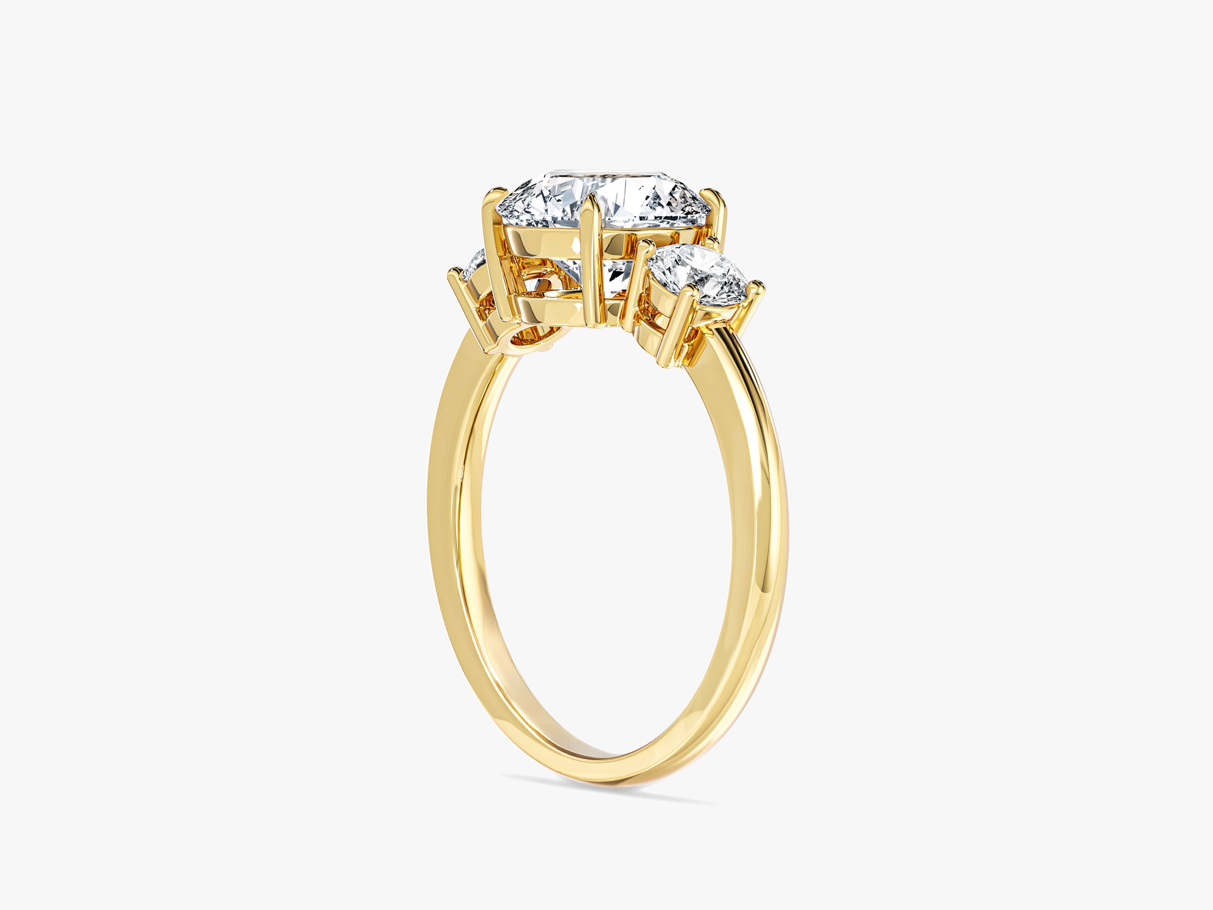 Classic Basket Set Three Stone Round Moissanite Engagement Ring (2.50 CT TW)