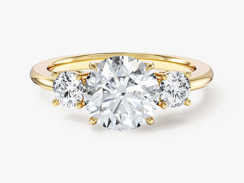 Classic Basket Set Three Stone Round Lab Grown Diamond Engagement Ring (2.00 CT TW)
