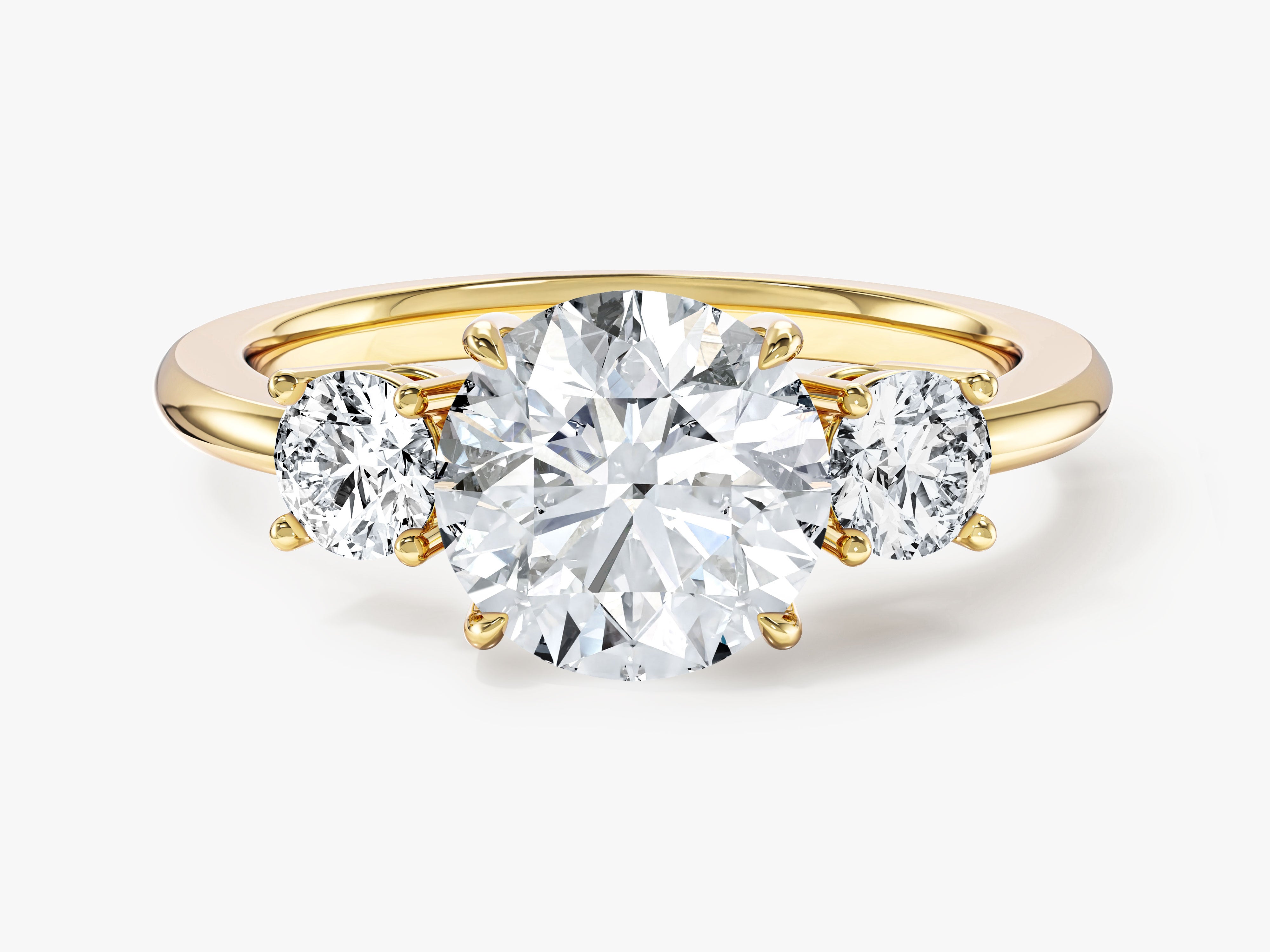 Classic Basket Set Three Stone Round Lab Grown Diamond Engagement Ring (2.50 CT TW)