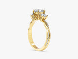 Petite Twisted Vine Three Stone Round Lab Grown Diamond Engagement Ring (1.50 CT TW)