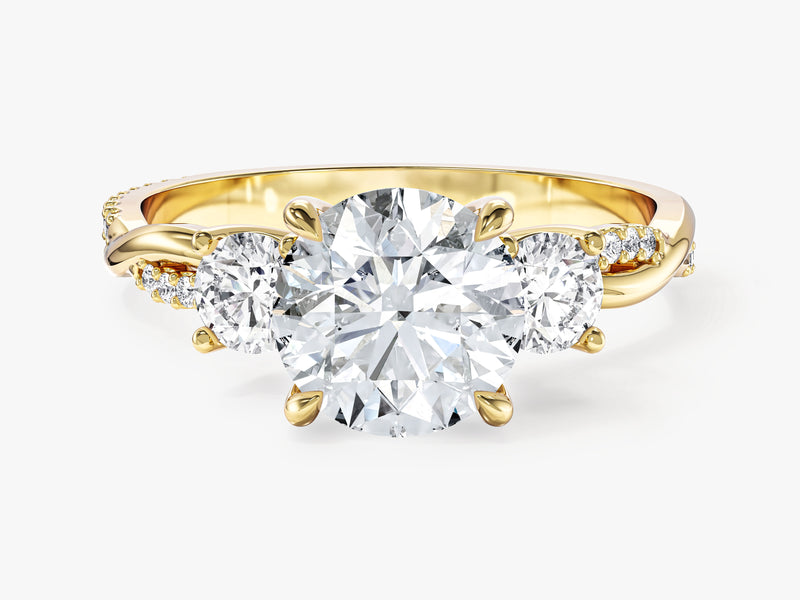 Petite Twisted Vine Three Stone Round Moissanite Engagement Ring (2.50 CT TW)