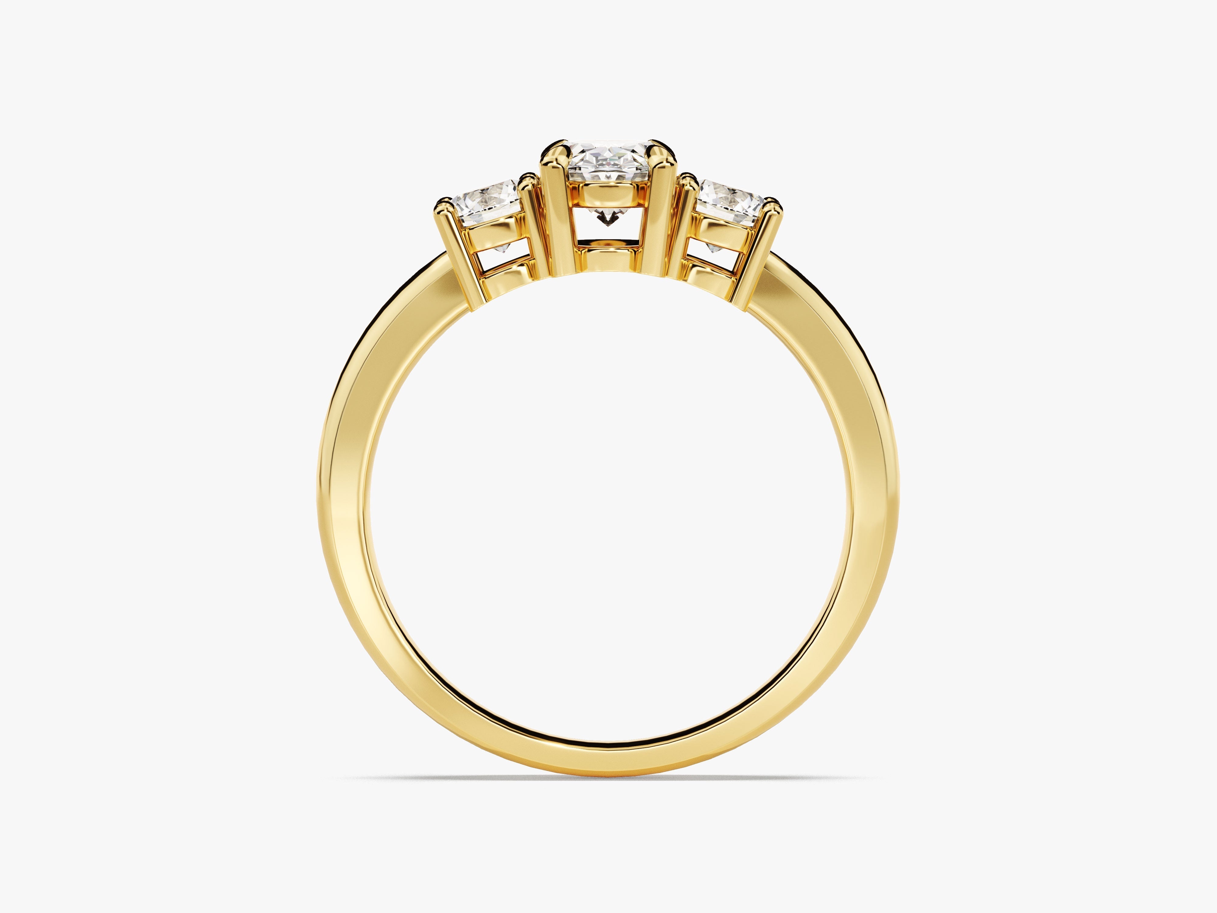 Classic Basket Set Three Stone Oval Diamond Engagement Ring (1.50 CT TW)