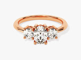 Classic Basket Set Three Stone Oval Lab Grown Diamond Engagement Ring (1.50 CT TW)