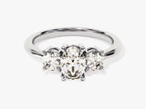 Classic Basket Set Three Stone Oval Lab Grown Diamond Engagement Ring (1.50 CT TW)
