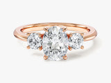 Classic Basket Set Three Stone Oval Moissanite Engagement Ring (1.50 CT TW)