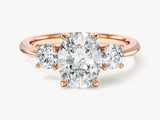 Classic Basket Set Three Stone Oval Lab Grown Diamond Engagement Ring (2.00 CT TW)