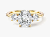 Classic Basket Set Three Stone Oval Lab Grown Diamond Engagement Ring (2.00 CT TW)