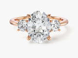 Classic Basket Set Three Stone Oval Lab Grown Diamond Engagement Ring (2.50 CT TW)