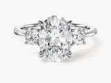 Classic Basket Set Three Stone Oval Lab Grown Diamond Engagement Ring (2.50 CT TW)