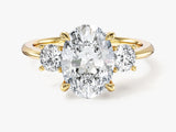 Classic Basket Set Three Stone Oval Lab Grown Diamond Engagement Ring (2.50 CT TW)