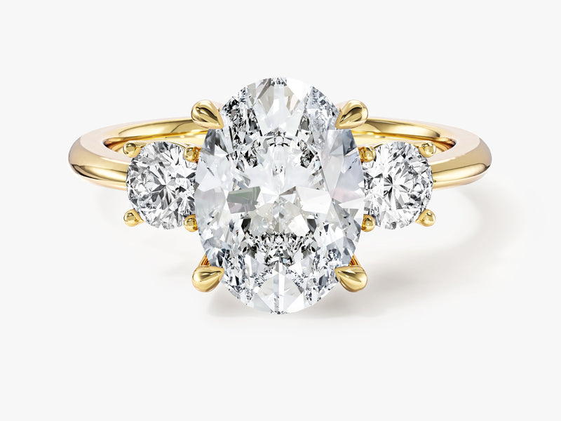 Classic Basket Set Three Stone Oval Moissanite Engagement Ring (2.50 CT TW)