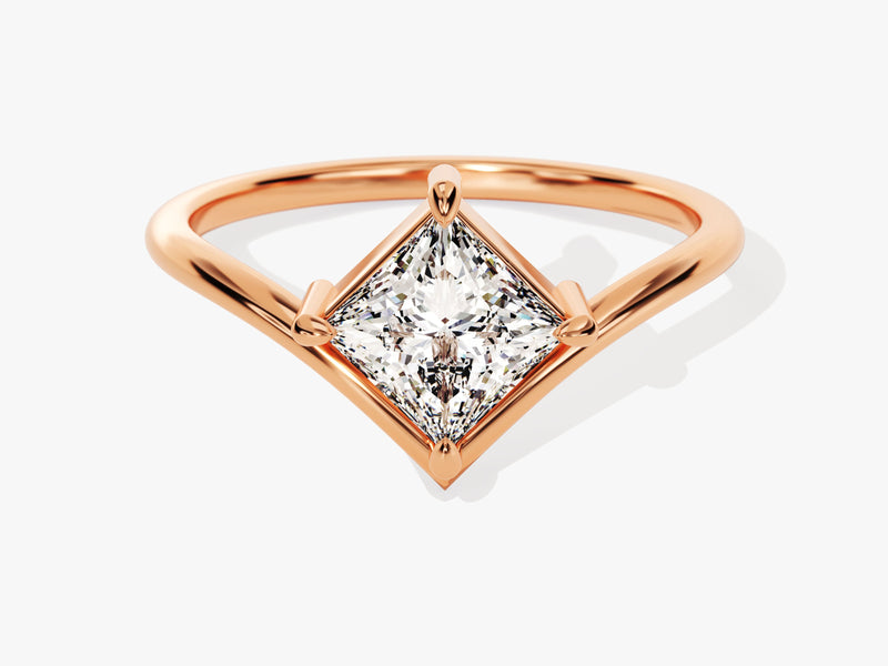 Curved Princess Diamond Engagement Ring (1.00 CT)