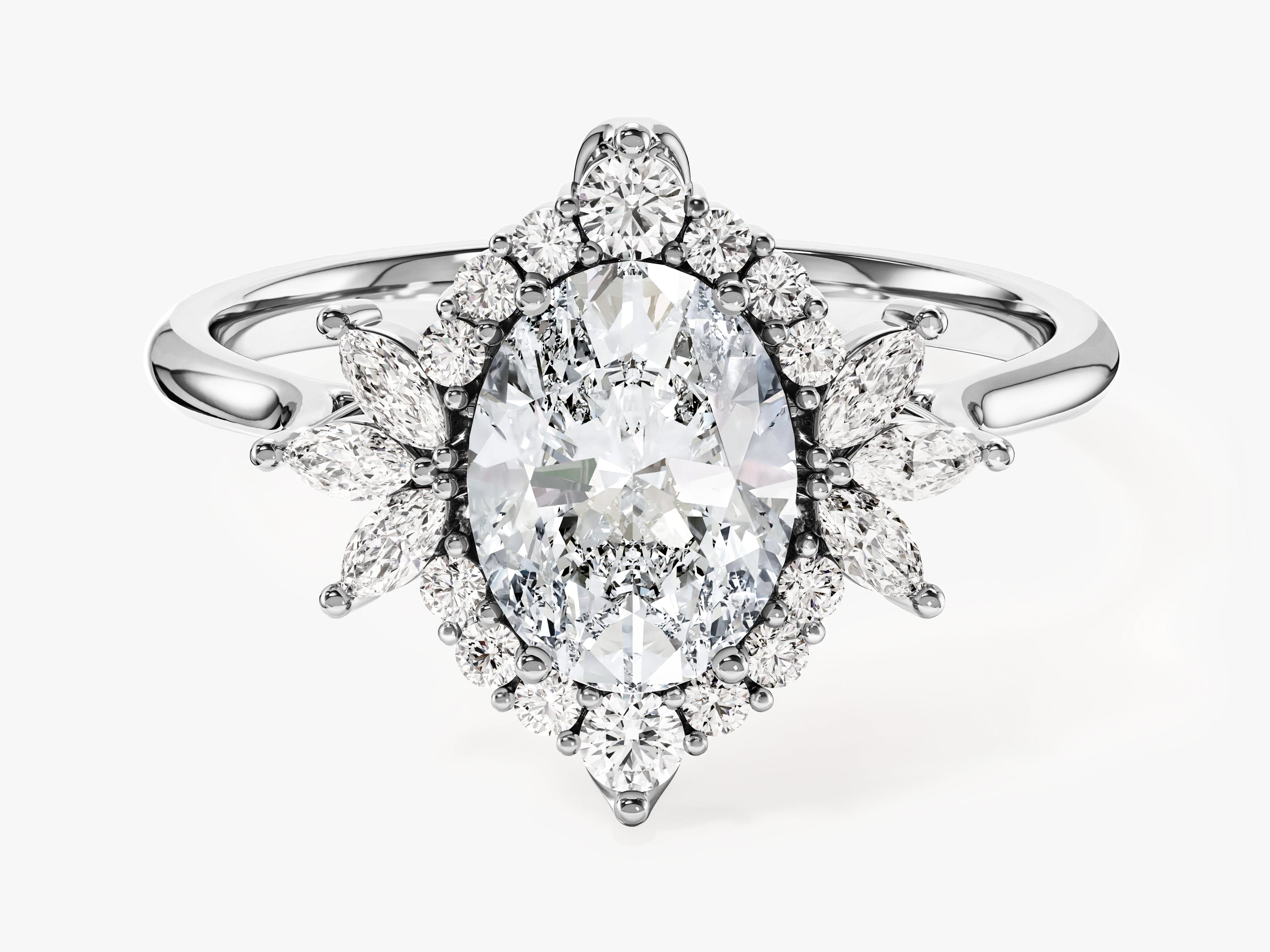 Vintage Halo Oval Moissanite Engagement Ring (1.50 CT)