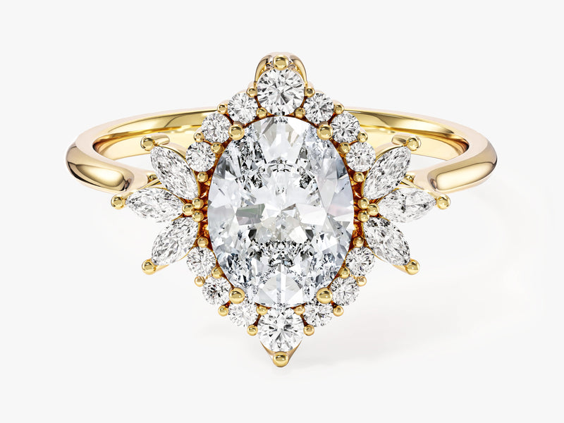 Vintage Halo Oval Lab Grown Diamond Engagement Ring (1.50 CT)