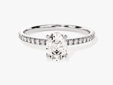 Hidden Halo Oval Moissanite Engagement Ring with Sidestones (1.00 CT)