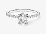 Hidden Halo Oval Moissanite Engagement Ring with Sidestones (1.00 CT)