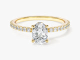 Hidden Halo Oval Moissanite Engagement Ring with Sidestones (1.00 CT)