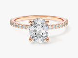 Hidden Halo Oval Lab Grown Diamond Engagement Ring with Sidestones (1.50 CT)