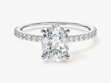 Hidden Halo Oval Lab Grown Diamond Engagement Ring with Sidestones (1.50 CT)