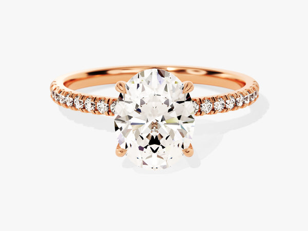 Hidden Halo Oval Diamond Engagement Ring with Sidestones (2.00 CT)