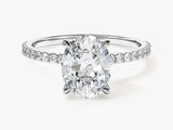 Hidden Halo Oval Lab Grown Diamond Engagement Ring with Sidestones (2.00 CT)