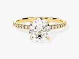 Hidden Halo Oval Moissanite Engagement Ring with Sidestones (2.00 CT)