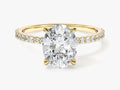Hidden Halo Oval Moissanite Engagement Ring with Sidestones (2.00 CT)