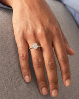Hidden Halo Oval Moissanite Engagement Ring with Sidestones (2.00 CT)