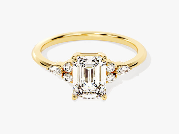 Round and Marquise Cluster Emerald Lab Grown Diamond Engagement Ring (1.50 CT)