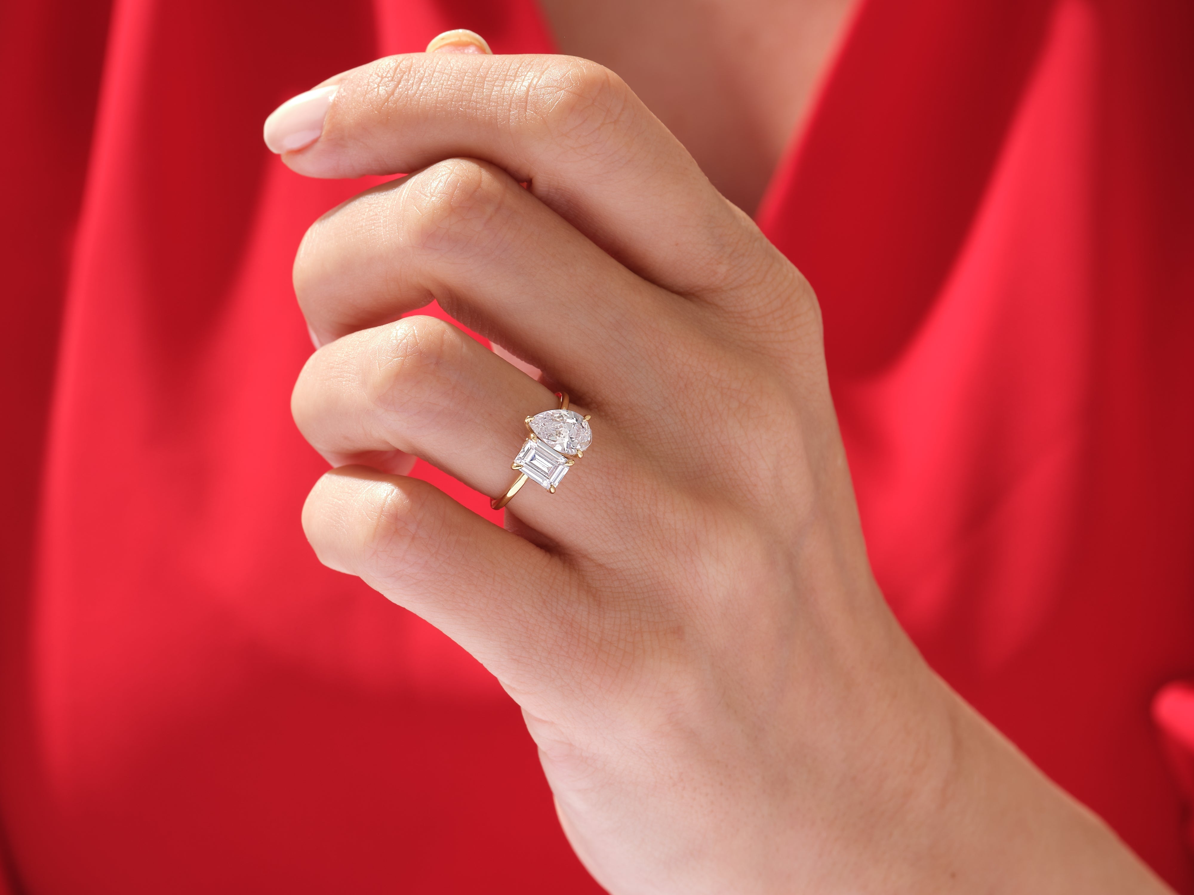 Pear and Emerald Cut Toi et Moi Diamond Engagement Ring (2.50 CT)