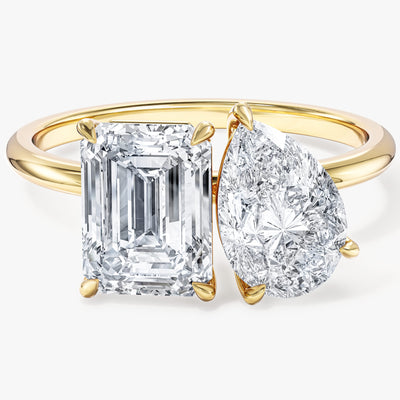 Pear and Emerald Cut Toi et Moi Moissanite Engagement Ring (2.50 CT)